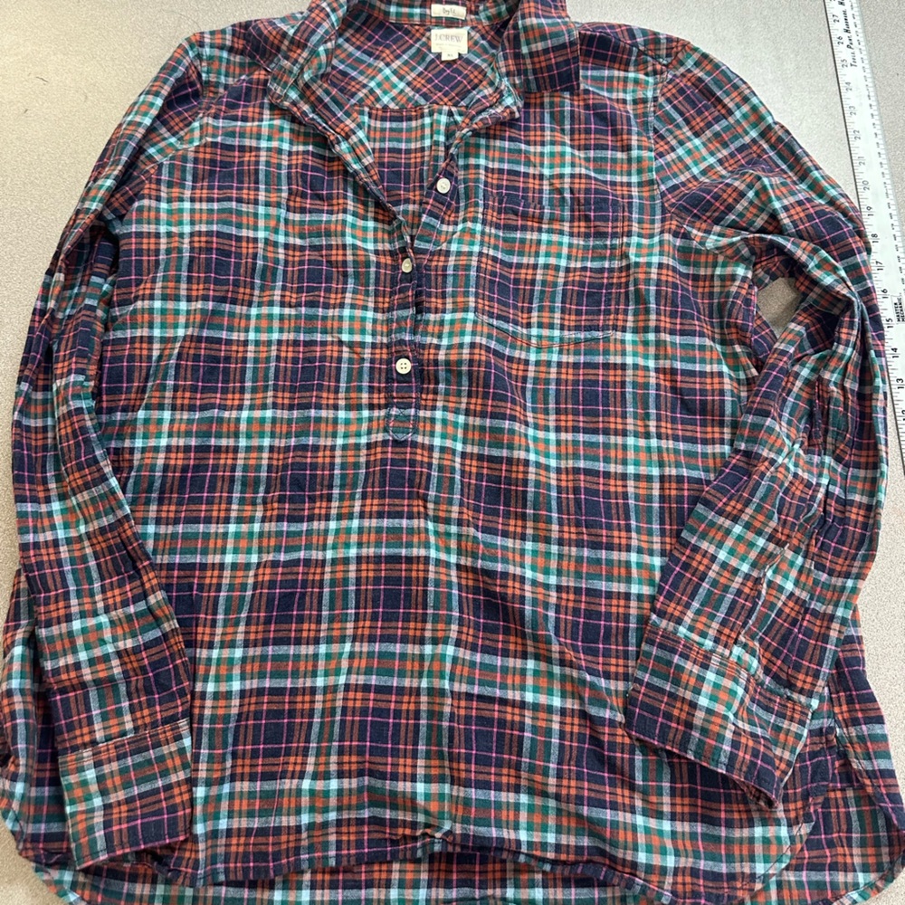 J. Crew Factory Women's Plaid Button Down Shirt - Blue and Red